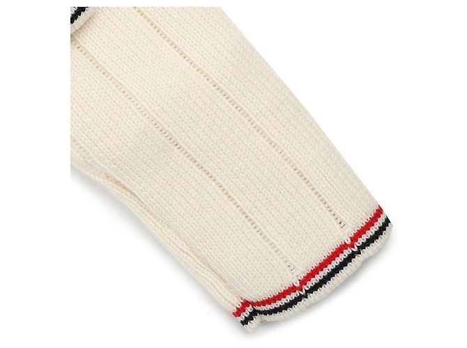 Thom Browne Leder-Pool-Nadel-Rippstrick-Cardigan Weiß - Ansicht 6