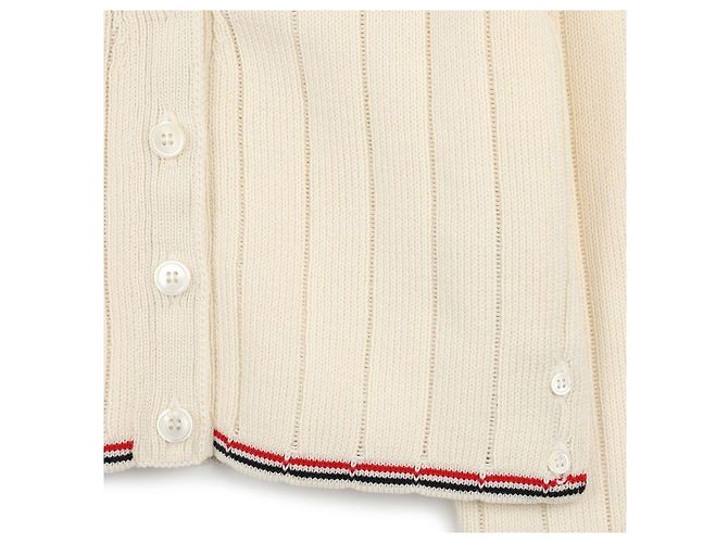 Thom Browne Leder-Pool-Nadel-Rippstrick-Cardigan Weiß - Ansicht 7