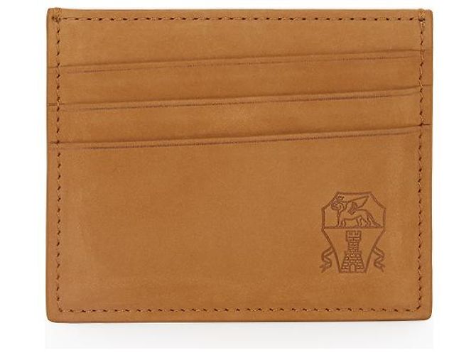 Brunello Cucinelli Logo Nubuck Leather Card Holder Brown - view 2