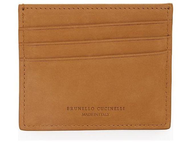 Brunello Cucinelli Logo Nubuck Leather Card Holder Brown - view 4