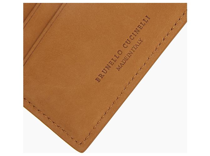 Brunello Cucinelli Logo Nubuck Leather Card Holder Brown - view 6