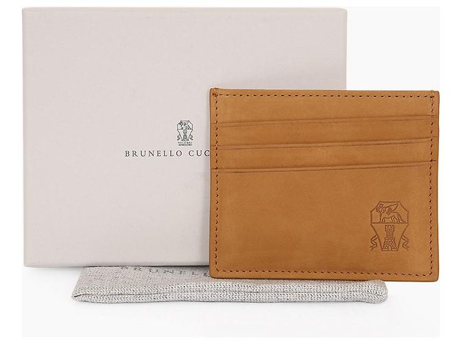 Brunello Cucinelli Logo Nubuck Leather Card Holder Brown - view 8