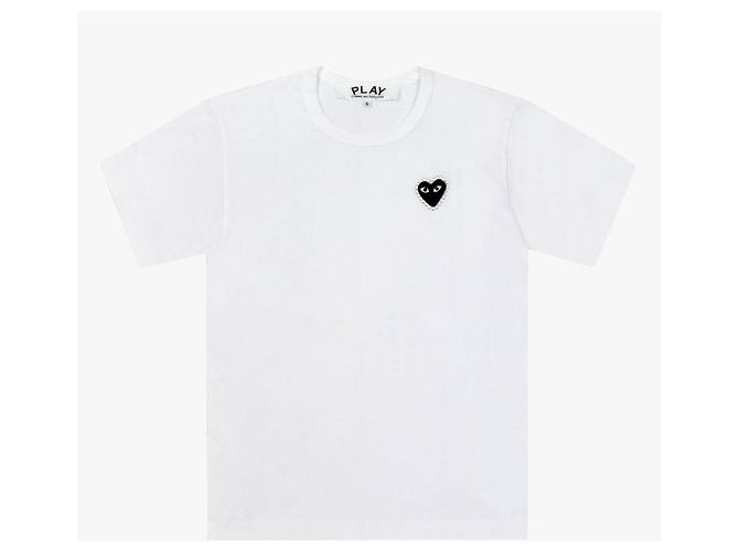 Comme Des Garcons Unisex T-Shirt PLAY mit schwarzem Herz-Patch und Strasssteinen - Ansicht 2