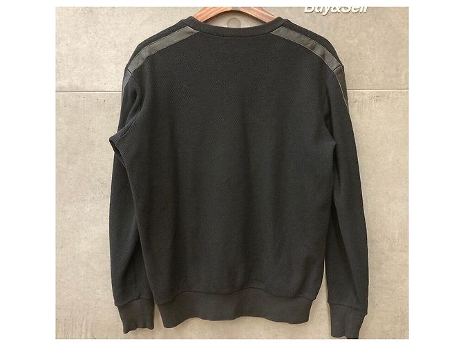 Balmain Lion Patch Side Leather Sweatshirt Black - view 2