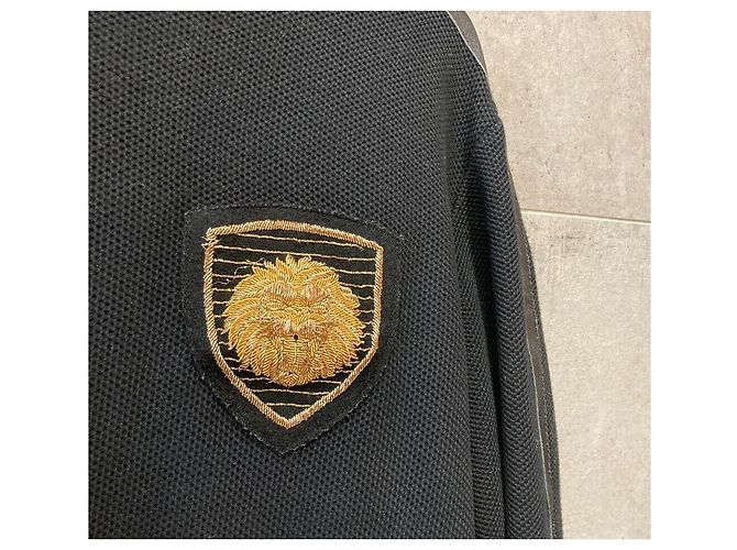 Balmain Lion Patch Side Leather Sweatshirt Black - view 5