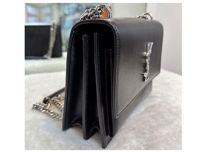 Saint Laurent Borsa a tracolla con catena Monogram Sunset Argento Nero - vista 5