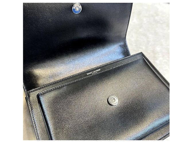 Saint Laurent Borsa a tracolla con catena Monogram Sunset Argento Nero - vista 6