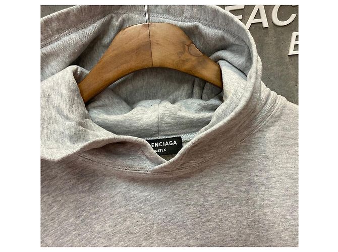 Balenciaga Logo Hoodie Grau Braun - Ansicht 5