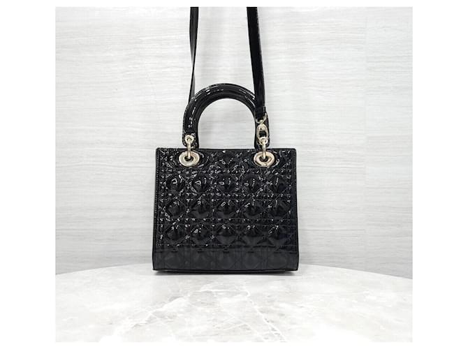 Dior Lady Medium Tasche Schwarz Lack - Ansicht 3