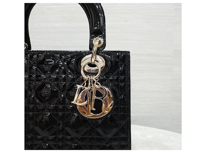 Dior Lady Medium Tasche Schwarz Lack - Ansicht 5