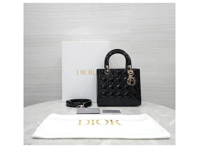 Dior Lady Medium Tasche Schwarz Lack - Ansicht 9