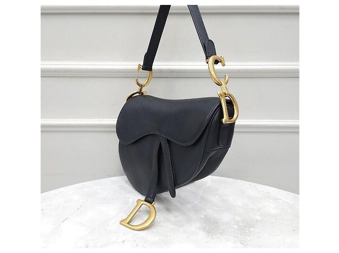 Saddle Dior Borsa a tracolla in pelle nera Argento - vista 2