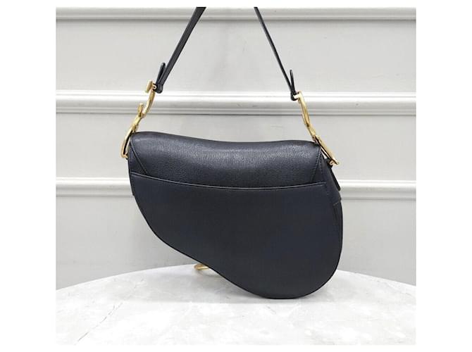 Saddle Dior Borsa a tracolla in pelle nera Argento - vista 3
