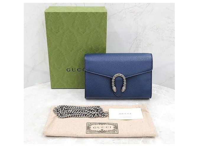 Gucci Dionysus Mini Leder-Kettentasche in Navy - Ansicht 7