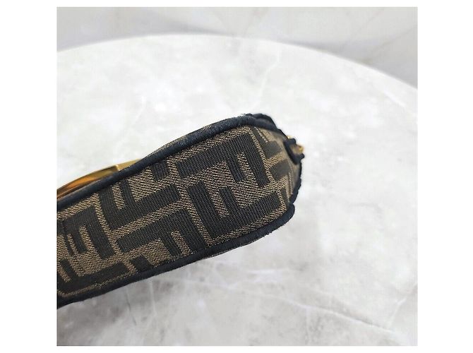 Fendi Borsa Baguette Mini FF Jacquard con catena Nero - vista 6