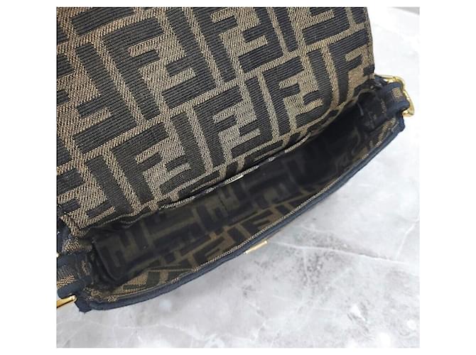 Fendi Borsa Baguette Mini FF Jacquard con catena Nero - vista 7