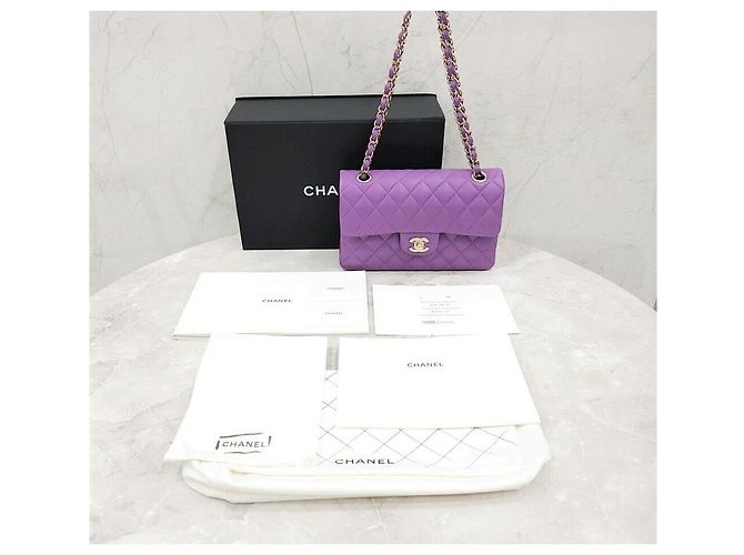 Chanel Classic Small Flap Bag Lila Champagne Gold - Ansicht 9