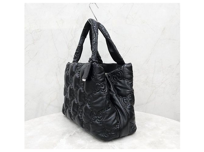 Gucci Grande borsa tote in pelle trapuntata GG nera Nero - vista 2