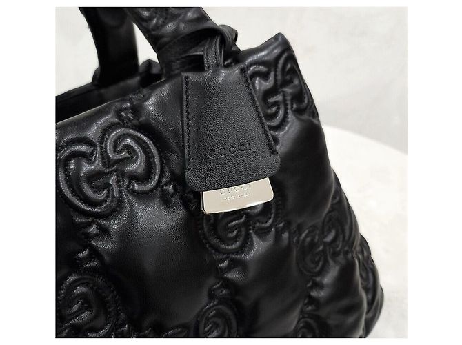 Gucci Grande borsa tote in pelle trapuntata GG nera Nero - vista 5