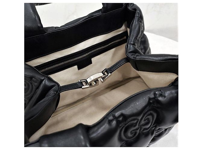 Gucci Grande borsa tote in pelle trapuntata GG nera Nero - vista 7