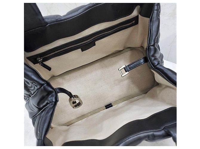 Gucci Grande borsa tote in pelle trapuntata GG nera Nero - vista 8