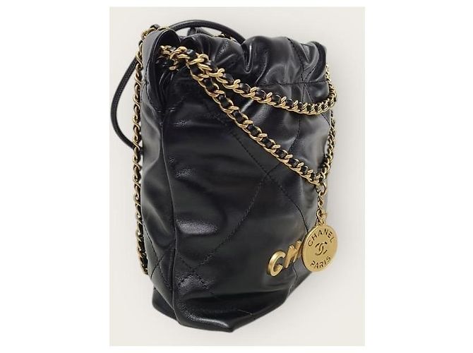 Chanel Mini borsa hobo nera e oro Nero - vista 3