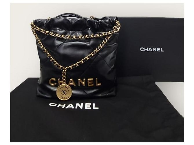 Chanel Mini borsa hobo nera e oro Nero - vista 7