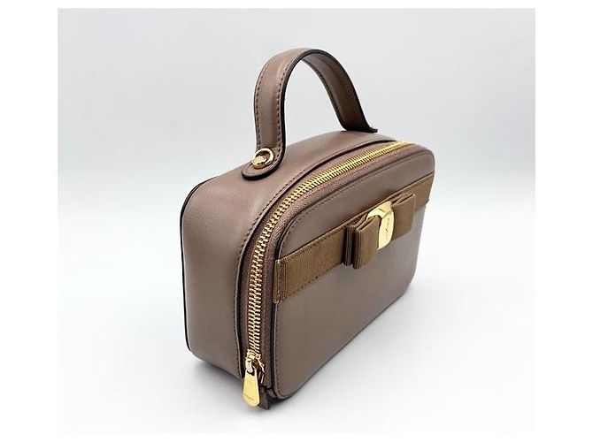 Salvatore Ferragamo Mini borsa tote New Barabow marrone scuro - vista 3