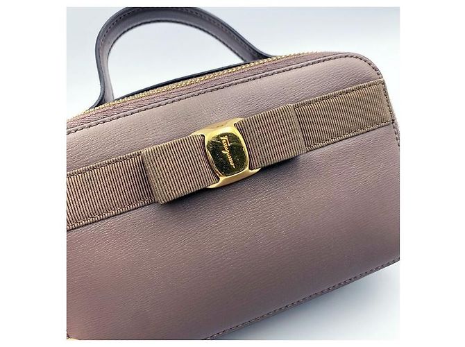 Salvatore Ferragamo Mini borsa tote New Barabow marrone scuro - vista 7