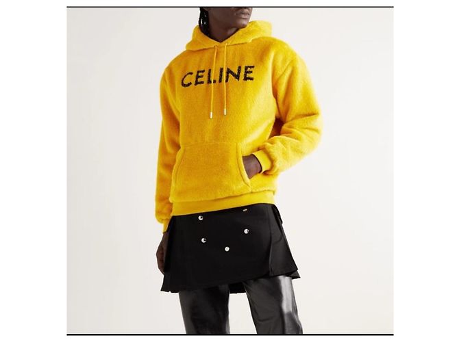 Céline Alpaca Hoodie mit Glitter-Logo Gelb - Ansicht 11