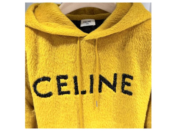 Céline Alpaca Hoodie mit Glitter-Logo Gelb - Ansicht 4