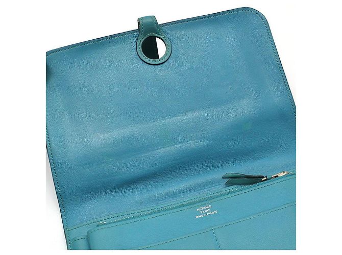 Hermès Langer Dogon Geldbeutel Smaragdblau - Ansicht 8