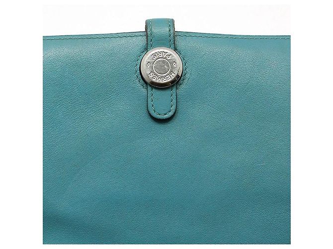 Hermès Langer Dogon Geldbeutel Smaragdblau - Ansicht 9