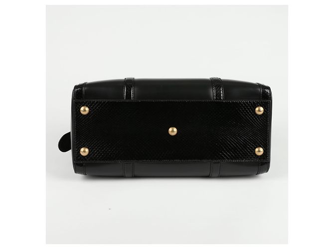 Gucci Bolsa Tote de couro preto com acabamento em python - vista 10