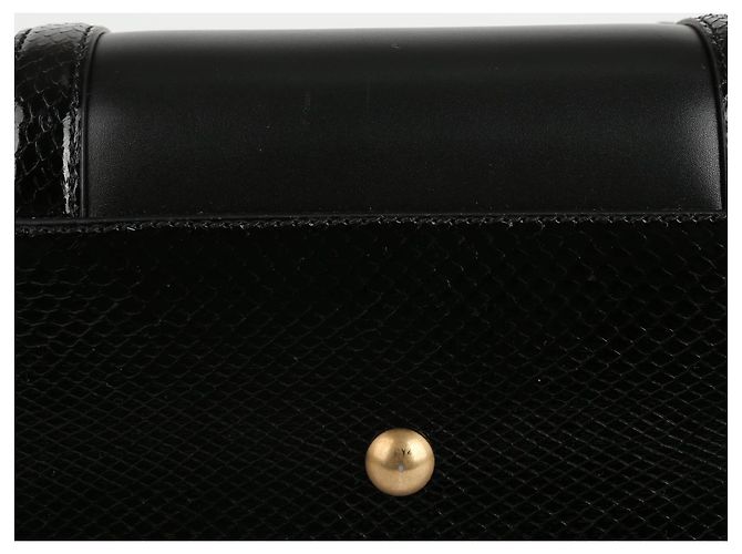 Gucci Bolsa Tote de couro preto com acabamento em python - vista 11