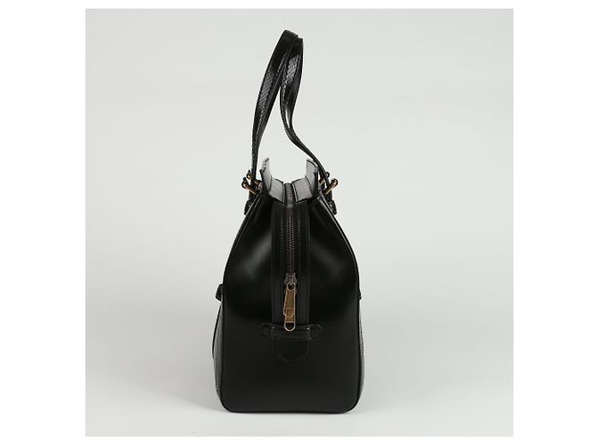Gucci Bolsa Tote de couro preto com acabamento em python - vista 3