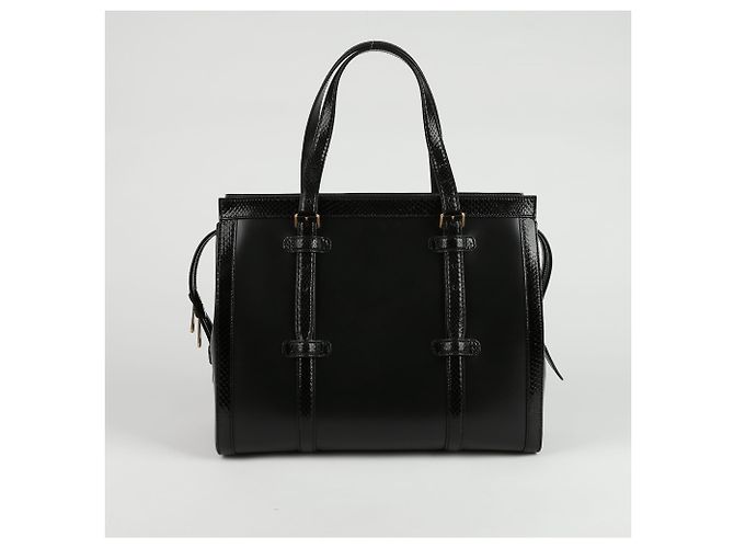 Gucci Bolsa Tote de couro preto com acabamento em python - vista 4