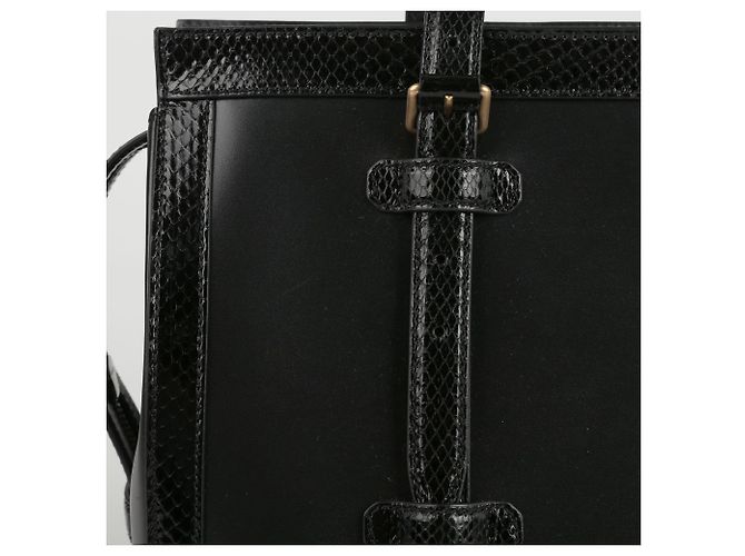 Gucci Bolsa Tote de couro preto com acabamento em python - vista 5
