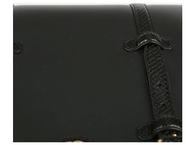 Gucci Bolsa Tote de couro preto com acabamento em python - vista 8