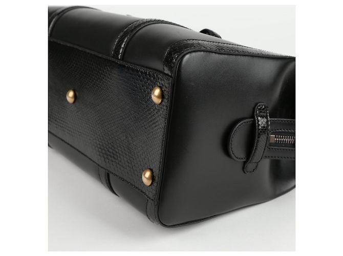 Gucci Bolsa Tote de couro preto com acabamento em python - vista 9