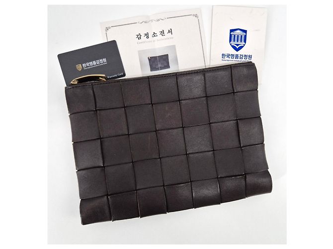 Bottega Veneta Clutch piatta Intrecciato Cassette Nero - vista 3
