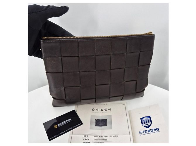 Bottega Veneta Clutch piatta Intrecciato Cassette Nero - vista 4