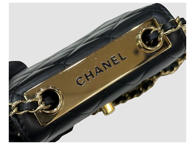 Chanel Mini borsa a catena Trendy CC in agnello nero e oro - vista 10