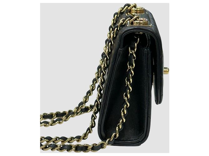 Chanel Mini borsa a catena Trendy CC in agnello nero e oro - vista 5