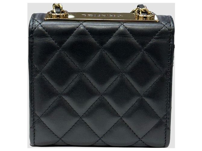 Chanel Mini borsa a catena Trendy CC in agnello nero e oro - vista 8