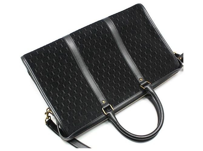 Saint Laurent Borsa Duffel e Borsa a Spalla in Scamosciato Nero con Monogramma All Over Medium - vista 2
