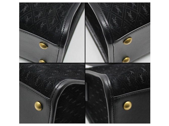Saint Laurent Borsa Duffel e Borsa a Spalla in Scamosciato Nero con Monogramma All Over Medium - vista 7