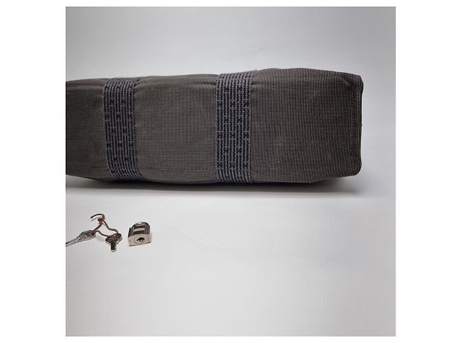 Hermès Furuto Canvas Tote Bag MM für Unisex Grau Braun - Ansicht 15