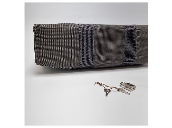 Hermès Furuto Canvas Tote Bag MM für Unisex Grau Braun - Ansicht 16