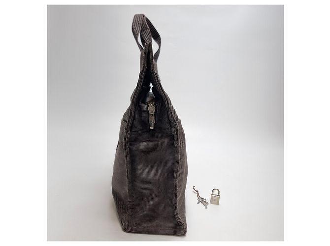Hermès Furuto Canvas Tote Bag MM für Unisex Grau Braun - Ansicht 7